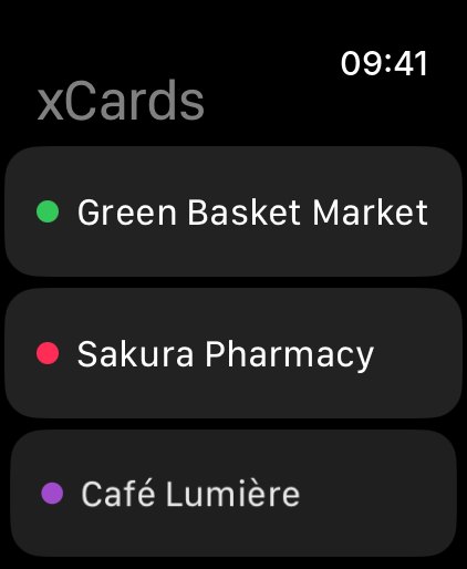 xCards Apple Watch